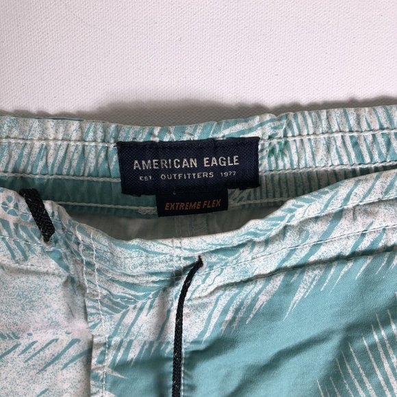American Eagle Extreme Flex Board Shorts Size XL Blue W/ White Palm Leaves J19 - Picture 5 of 5